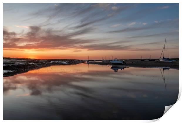 Sunset reflections at Brancaster Staithe  Print by Gary Pearson
