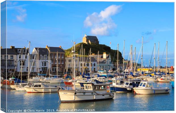 Ilfracombe harbour and St Nicholas Chapel in Devon Canvas Print by Chris Harris
