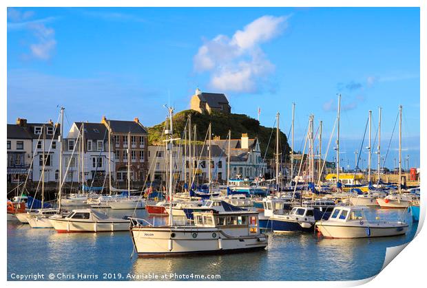 Ilfracombe harbour and St Nicholas Chapel in Devon Print by Chris Harris