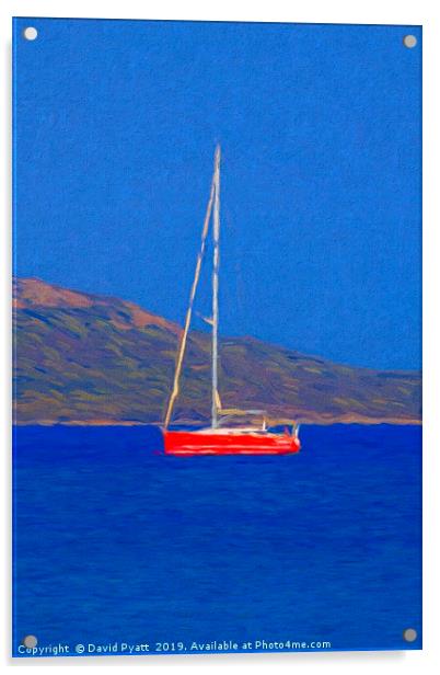 Red Yacht Art Acrylic by David Pyatt