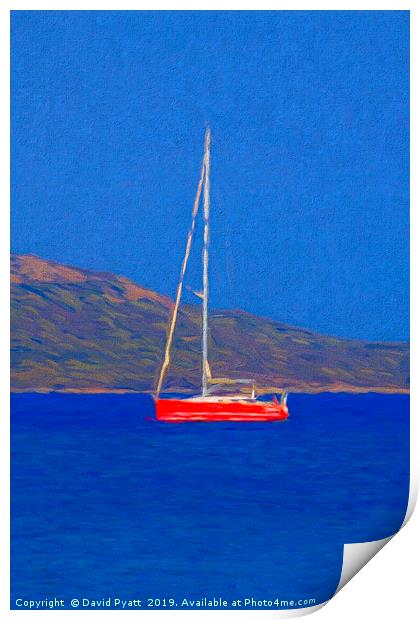 Red Yacht Art Print by David Pyatt