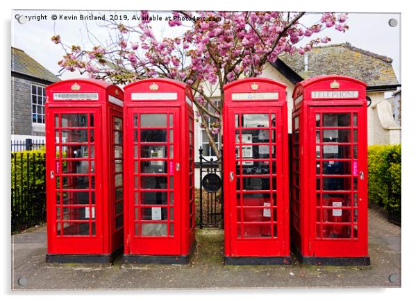 red telephone boxes  Acrylic by Kevin Britland