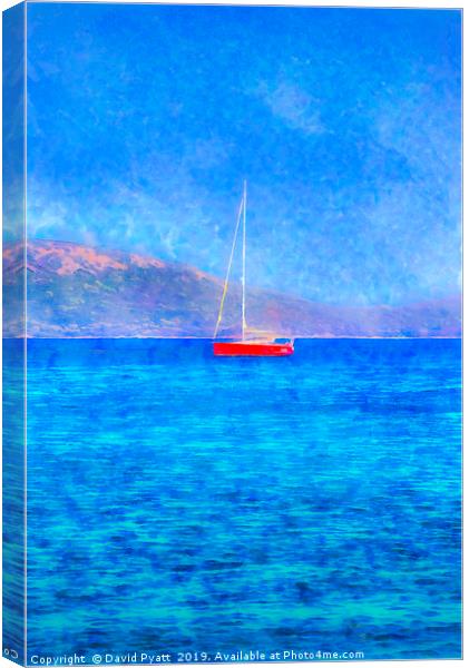 Aegean Red Yacht Art Canvas Print by David Pyatt