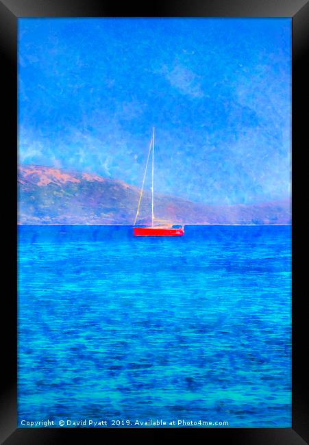 Aegean Red Yacht Art Framed Print by David Pyatt