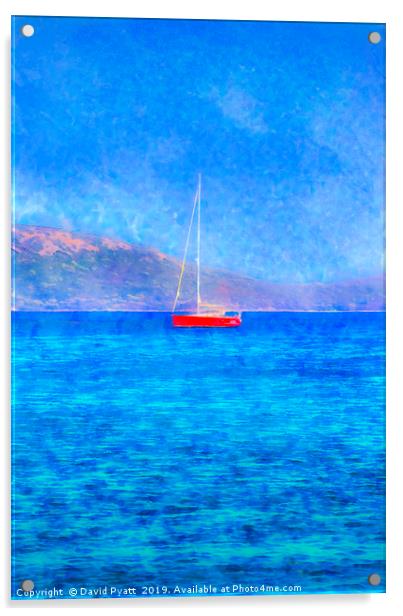 Aegean Red Yacht Art Acrylic by David Pyatt