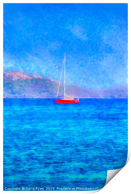 Aegean Red Yacht Art Print by David Pyatt