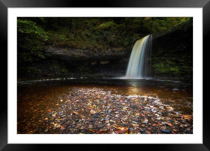 Sgwd Gwladus waterfall after the rain Framed Mounted Print by Leighton Collins