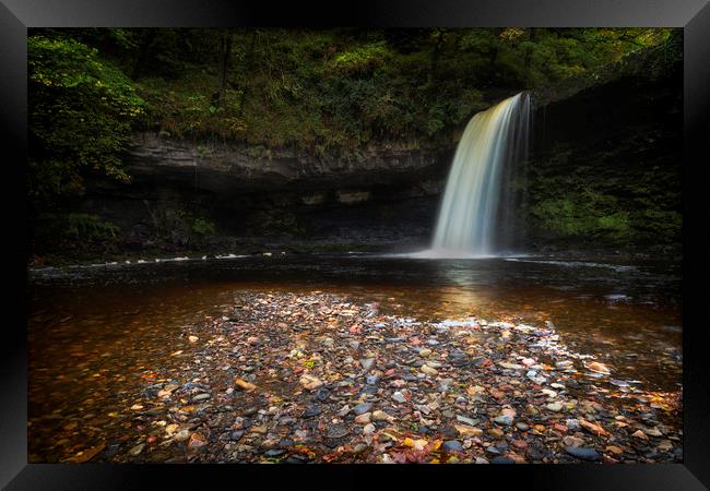 Sgwd Gwladus waterfall after the rain Framed Print by Leighton Collins