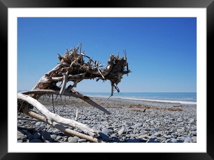 Driftwood on Hokitika beach Framed Mounted Print by Martin Smith
