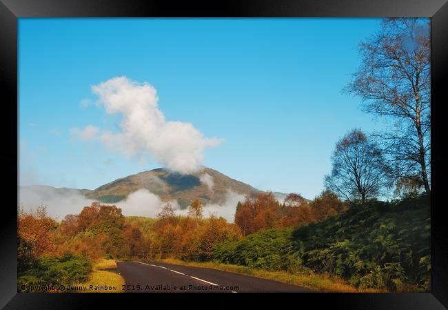 Fresh Morning Road through The Trossachs National Park. Scotland Framed Print by Jenny Rainbow