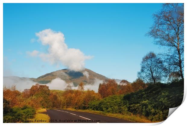 Fresh Morning Road through The Trossachs National Park. Scotland Print by Jenny Rainbow