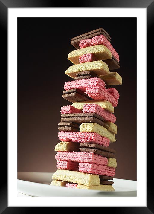 Jenga with Biscuits Framed Mounted Print by Darren Burroughs