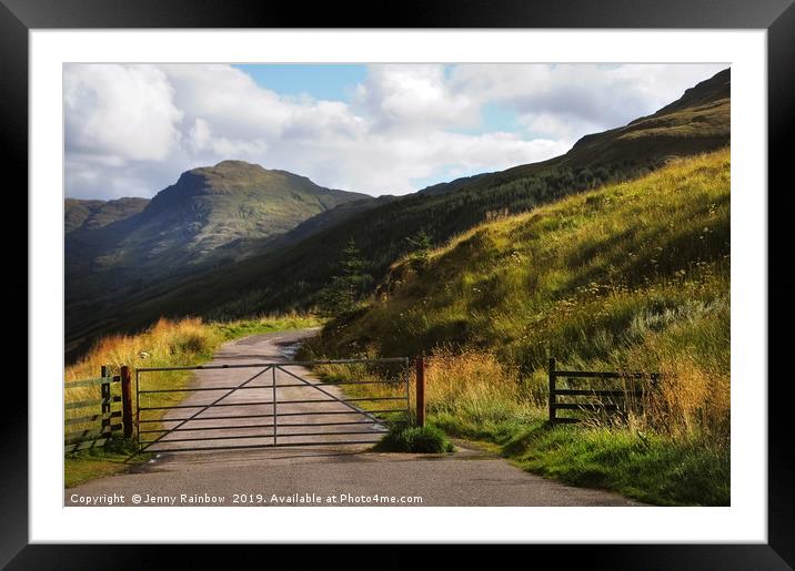 Gates. Rest and Be Thankful. Scotland Framed Mounted Print by Jenny Rainbow