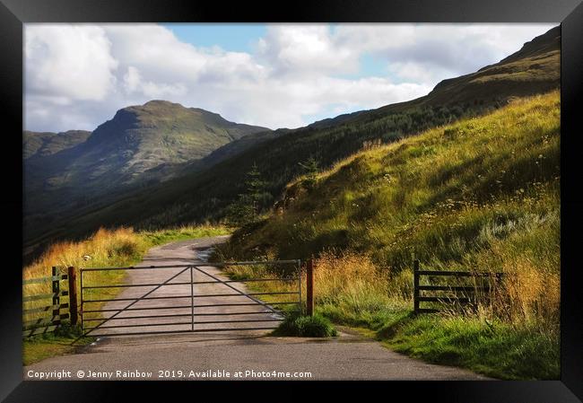 Gates. Rest and Be Thankful. Scotland Framed Print by Jenny Rainbow