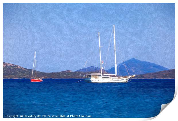 Aegean Sea Ships Art Print by David Pyatt