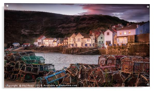 Staithes harbour at sunrise Acrylic by Phil Reay