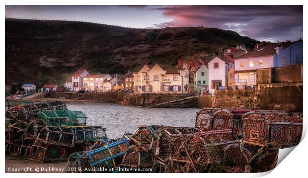 Staithes harbour at sunrise Print by Phil Reay