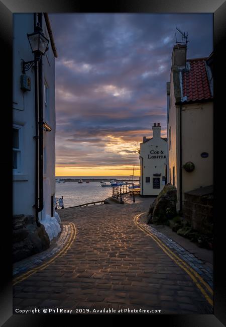 Staithes at sunrise Framed Print by Phil Reay
