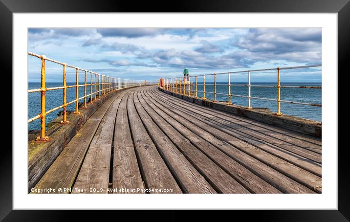 Whitby pier Framed Mounted Print by Phil Reay