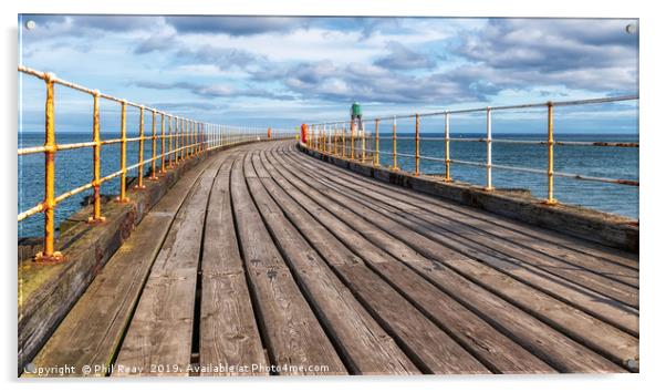 Whitby pier Acrylic by Phil Reay