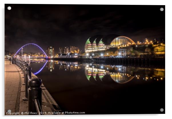 Reflections on the Tyne Acrylic by Phil Reay