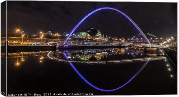 Reflections on the Tyne Canvas Print by Phil Reay