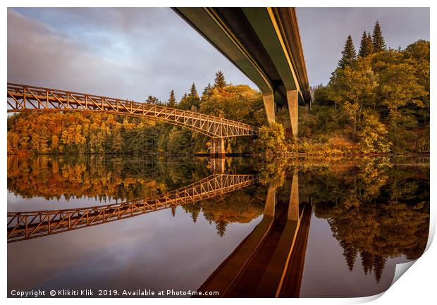 Faskally Bridges Print by Angela H