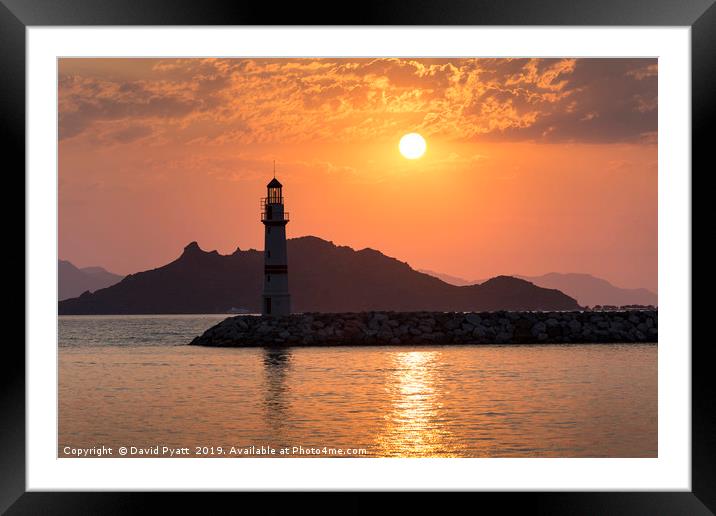 Lighthouse Sunset Framed Mounted Print by David Pyatt