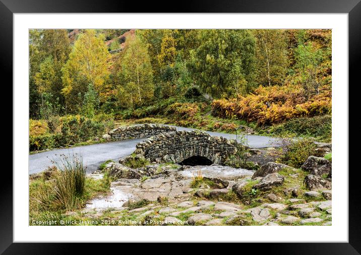 Ashness Bridge in Autumn Lake District Cumbria Framed Mounted Print by Nick Jenkins