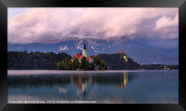 Lake Bled suset Framed Print by Dave Wragg