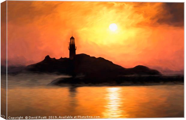 Lighthouse Sunset Art Canvas Print by David Pyatt