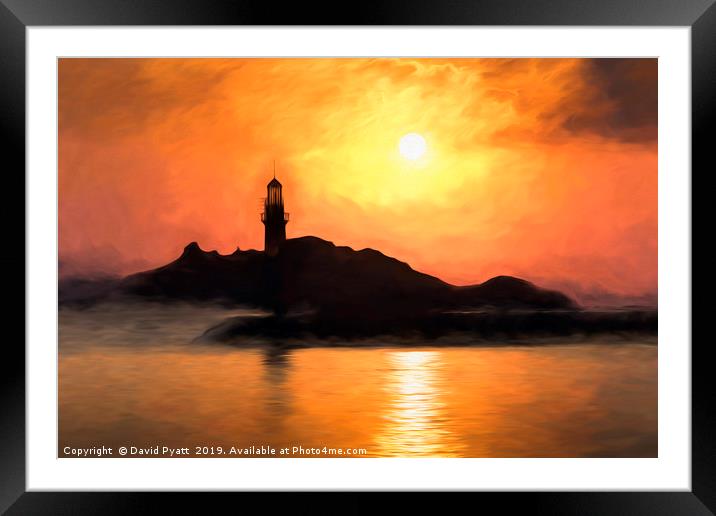 Lighthouse Sunset Art Framed Mounted Print by David Pyatt