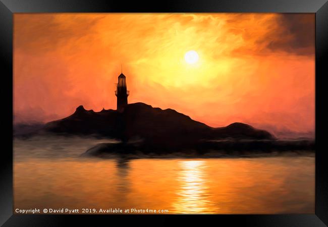 Lighthouse Sunset Art Framed Print by David Pyatt