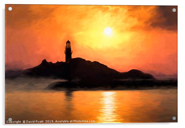 Lighthouse Sunset Art Acrylic by David Pyatt