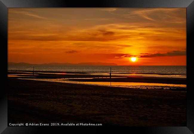 Sunset Wales Framed Print by Adrian Evans