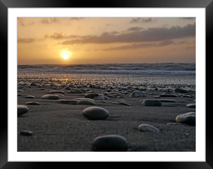 Sunset over Hokitika beach Framed Mounted Print by Martin Smith