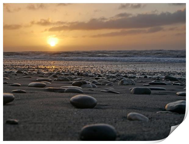 Sunset over Hokitika beach Print by Martin Smith