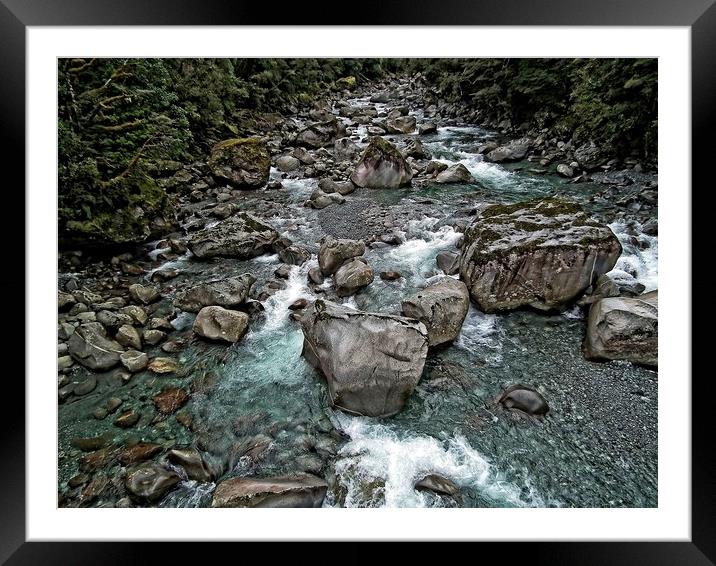 Mountain stream, Hokitika, New Zealand Framed Mounted Print by Martin Smith