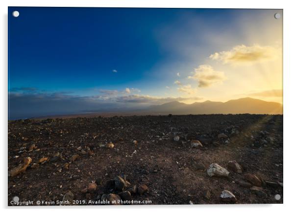 Sunrise over the Montana Roja Volcano Lanzarote Acrylic by Kevin Smith