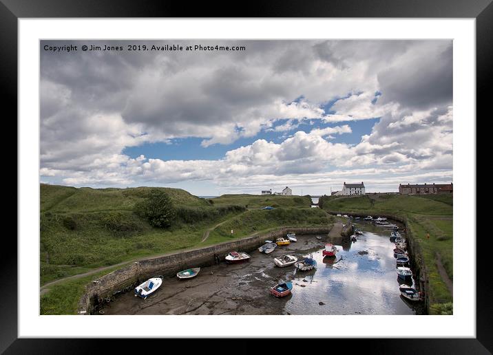 Low tide at Seaton Sluice Harbour Framed Mounted Print by Jim Jones