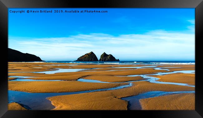 holywell bay at low tide, newquay, cornwall, engla Framed Print by Kevin Britland