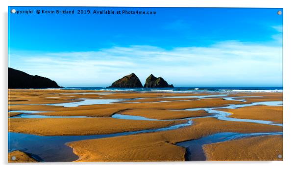 holywell bay at low tide, newquay, cornwall, engla Acrylic by Kevin Britland