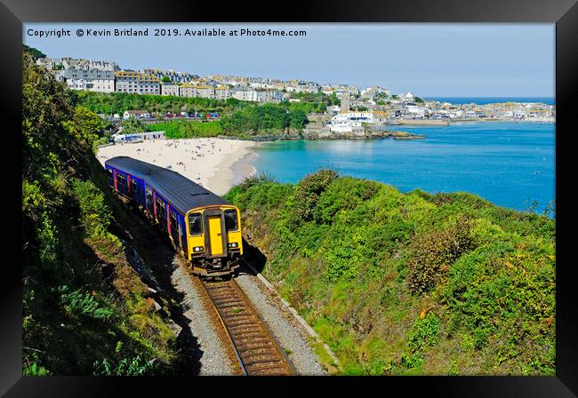 train on st.ives branch line cornwall Framed Print by Kevin Britland