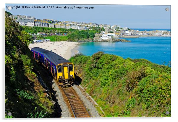 train on st.ives branch line cornwall Acrylic by Kevin Britland