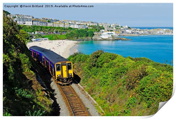 train on st.ives branch line cornwall Print by Kevin Britland