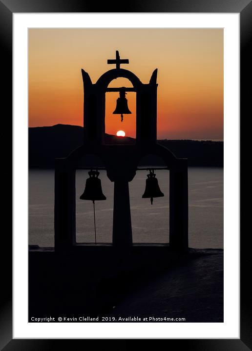 The Chapel of Panagia-Santorini Sunset Framed Mounted Print by Kevin Clelland
