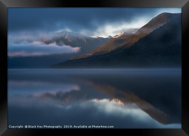 Misty Morning, Lake Rotoroa Framed Print by Black Key Photography
