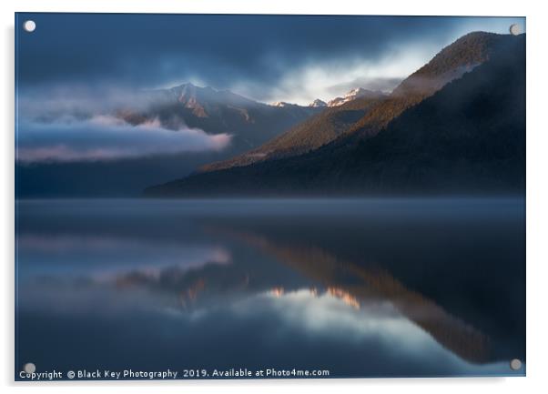 Misty Morning, Lake Rotoroa Acrylic by Black Key Photography