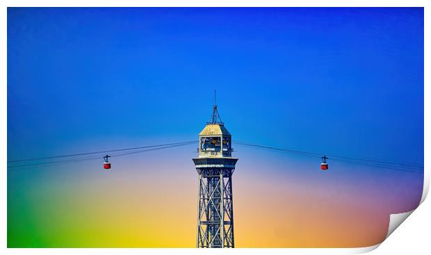 Port Cable Car in Barcelona Print by Darryl Brooks