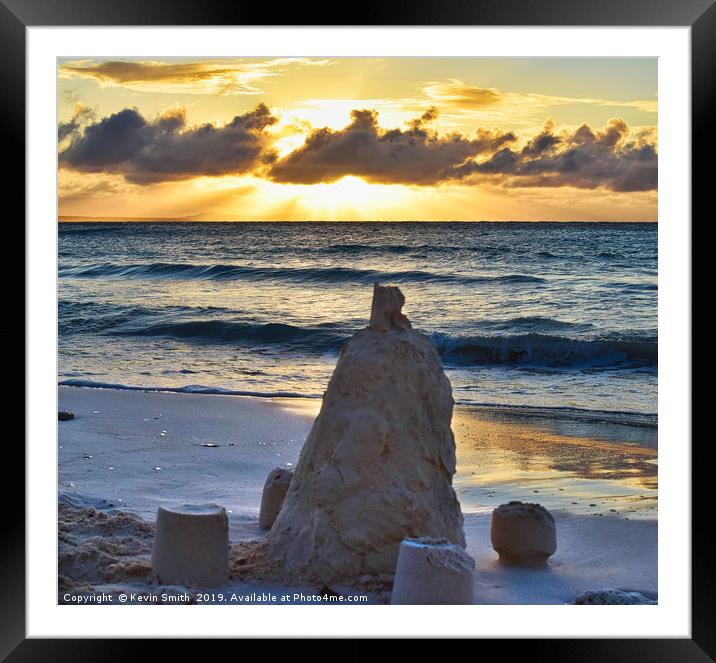 Sandcastle and a sunst Framed Mounted Print by Kevin Smith